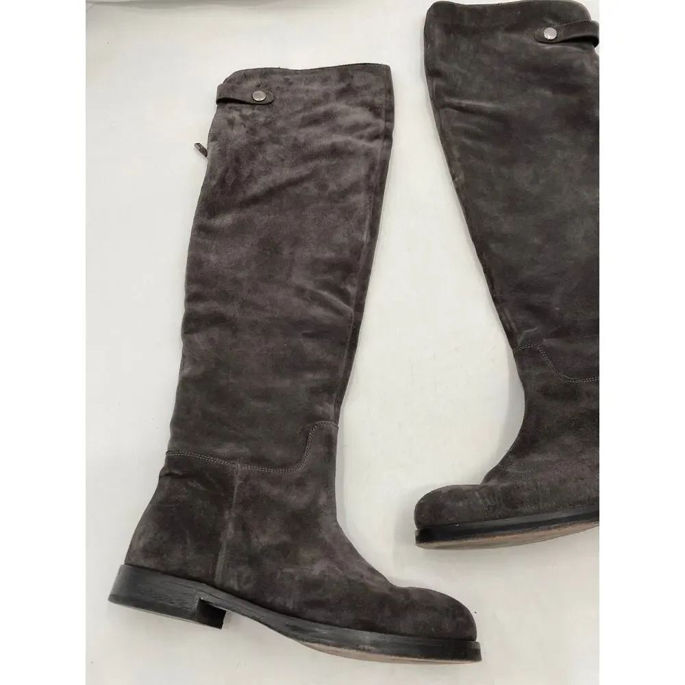 Alberto Fermani Gray Suede Dora Over the Knee boots